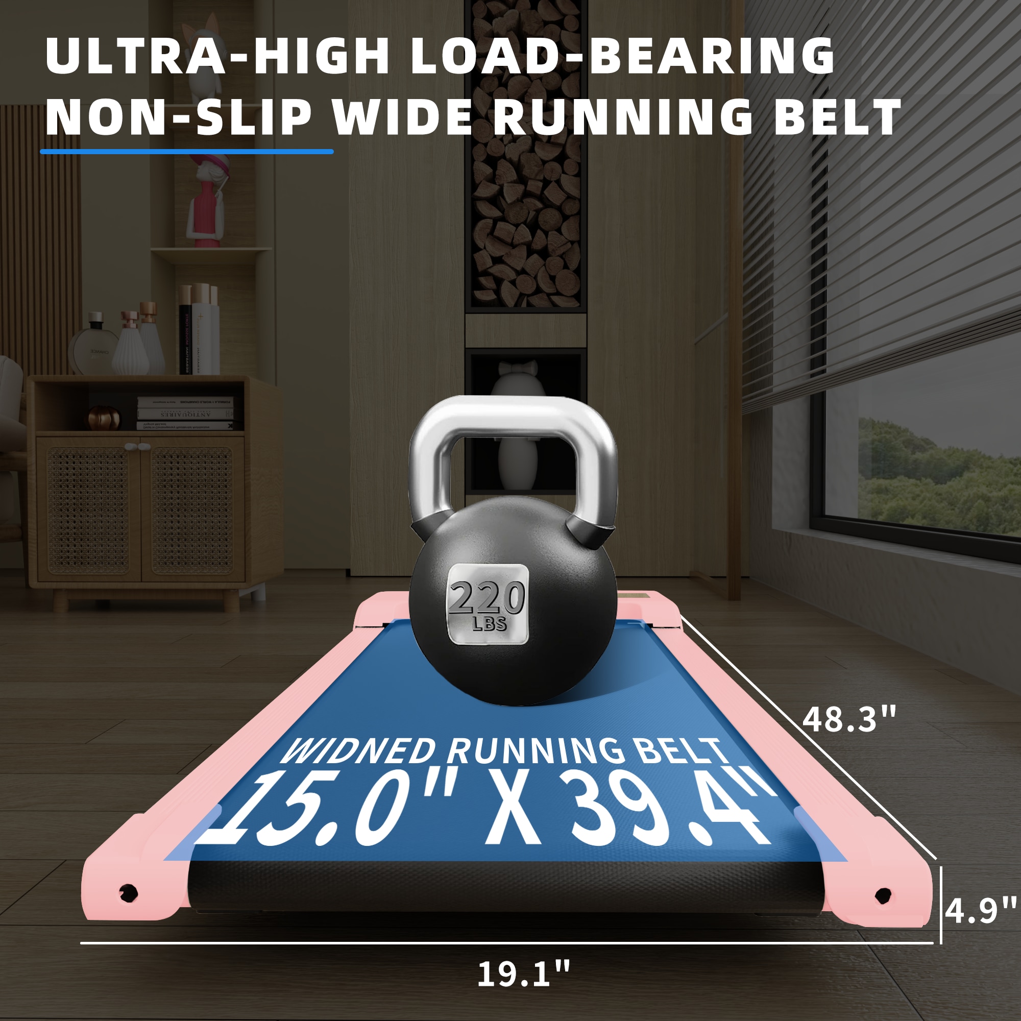Walking Pad With Quiet 2.0 HP Brushless Motor, Countdown Modes, Spacious Running Area, 220 Lbs Weight Capacity For Home Or Office Workouts, 3 In 1 Portable Treadmill Walking, Pink_voghion.com